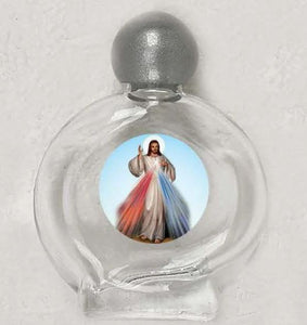 HOLY WATER BOTTLE -  DIVINE MERCY - 2.25" GLASS