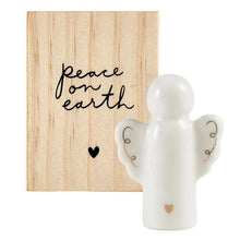 Load image into Gallery viewer, Ceramic Angel Figurine In Wood Box &quot;Peace On Earth&quot;
