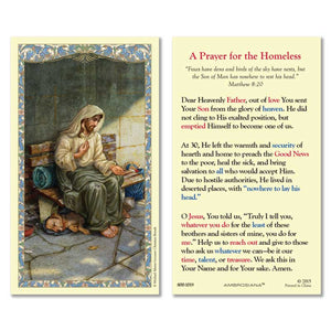 PRAYER FOR THE HOMELESS HOLY CARD