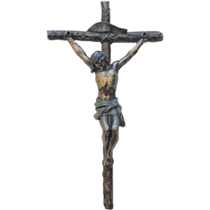 Crucifix 16" Lightly Painted Cold Cast Bronze