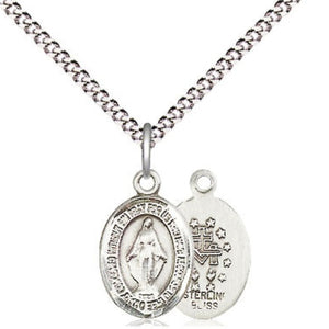 MIRACULOUS MEDAL STERLING SILVER OVAL ON 18" CHAIN
