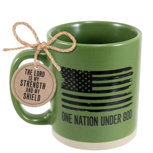 Coffee Mug One Nation Under God Green 16oz