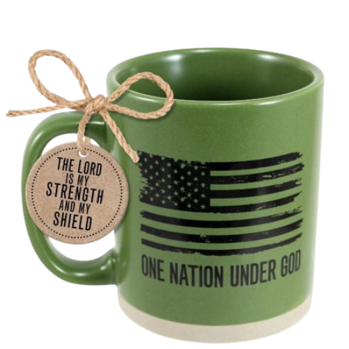 Coffee Mug One Nation Under God Green 16oz