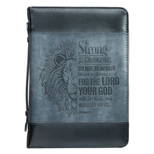 Load image into Gallery viewer, Bible Cover (M) Be Strong Lion Faux Leather
