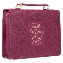 Load image into Gallery viewer, Bible Cover (M) Walk by Faith Ruby Red Faux Leather
