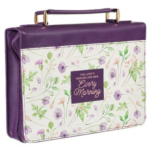 Bible Cover (M) New Mercies Every Morning Purple Floral