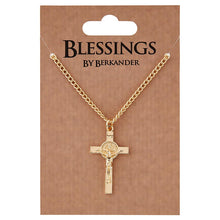 Load image into Gallery viewer, ST BENEDICT CRUCIFIX - GOLD PLATE ON 24&quot; CHAIN
