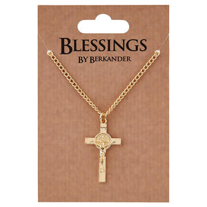 ST BENEDICT CRUCIFIX - GOLD PLATE ON 24" CHAIN