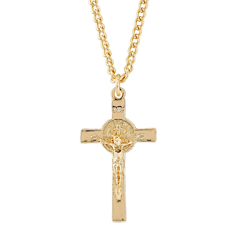 ST BENEDICT CRUCIFIX - GOLD PLATE ON 24