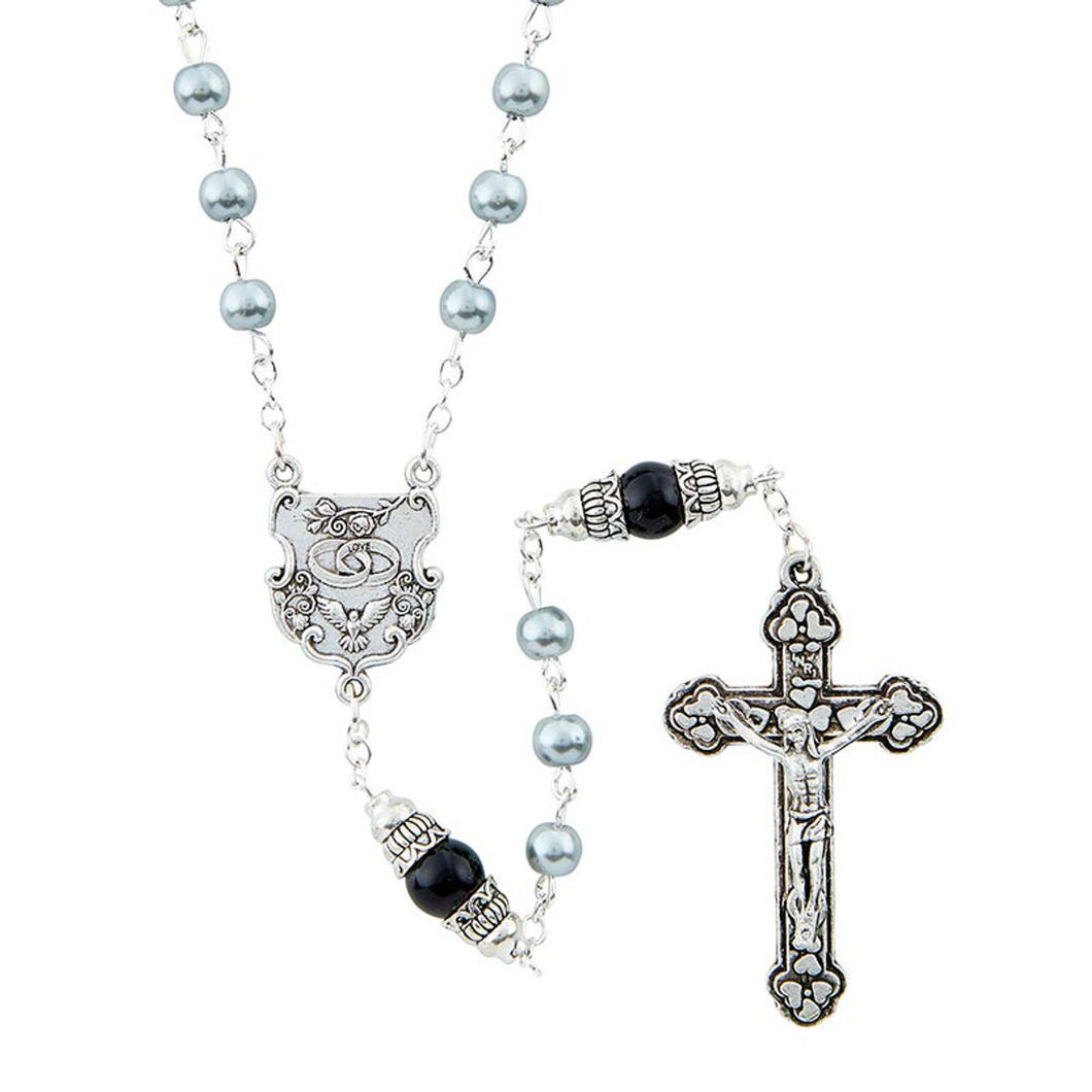 Wedding Rosary With Special Intertwining Rings Centerpiece Gray