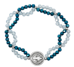 ST BENEDICT STRETCH BRACELET WITH BLUE CRYSTAL BEADS