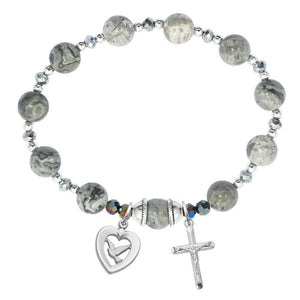 Holy Spirit Grey Marble Stretch Bracelet