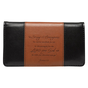 Strong & Courageous Brown Two Tone Checkbook Cover