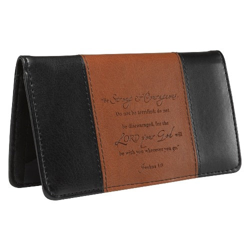Strong & Courageous Brown Two Tone Checkbook Cover