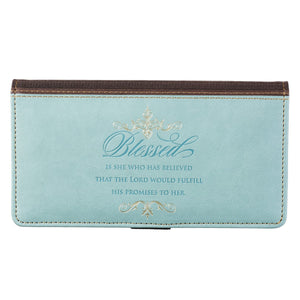 Blessed Blue Faux Leather Checkbook Cover