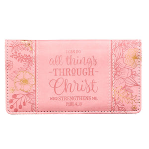 Can Do All Things In Christ Pink Checkbook Cover