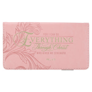 Through Christ Iris Pink Checkbook Cover