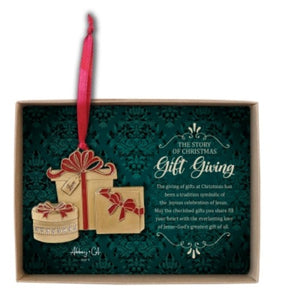 ORNAMENT - THE STORY OF CHRISTMAS GIVING - 3" X 2.5"