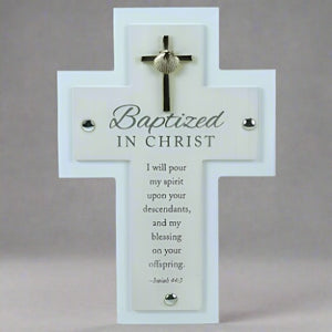 Baptism 7" Wall Cross "Baptized in Christ" Blue