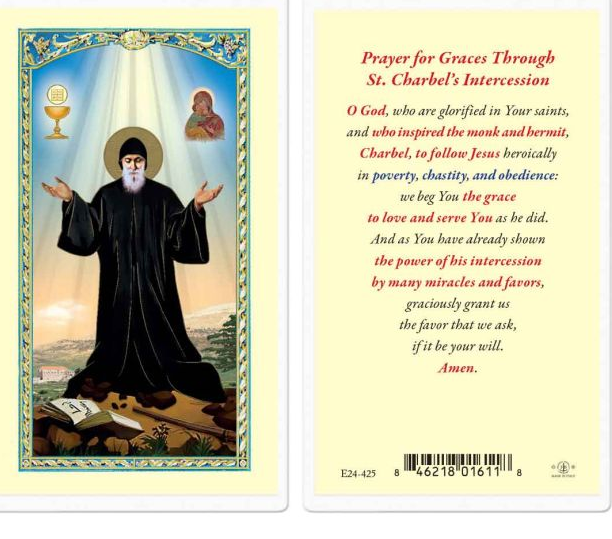 St Charbel Holy Card