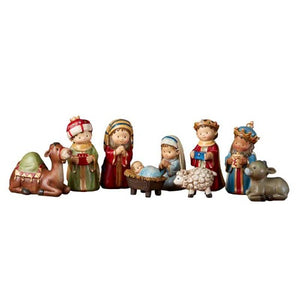 CHILD NATIVITY SET - PAGEANT STYLE - 9 PIECES RESIN