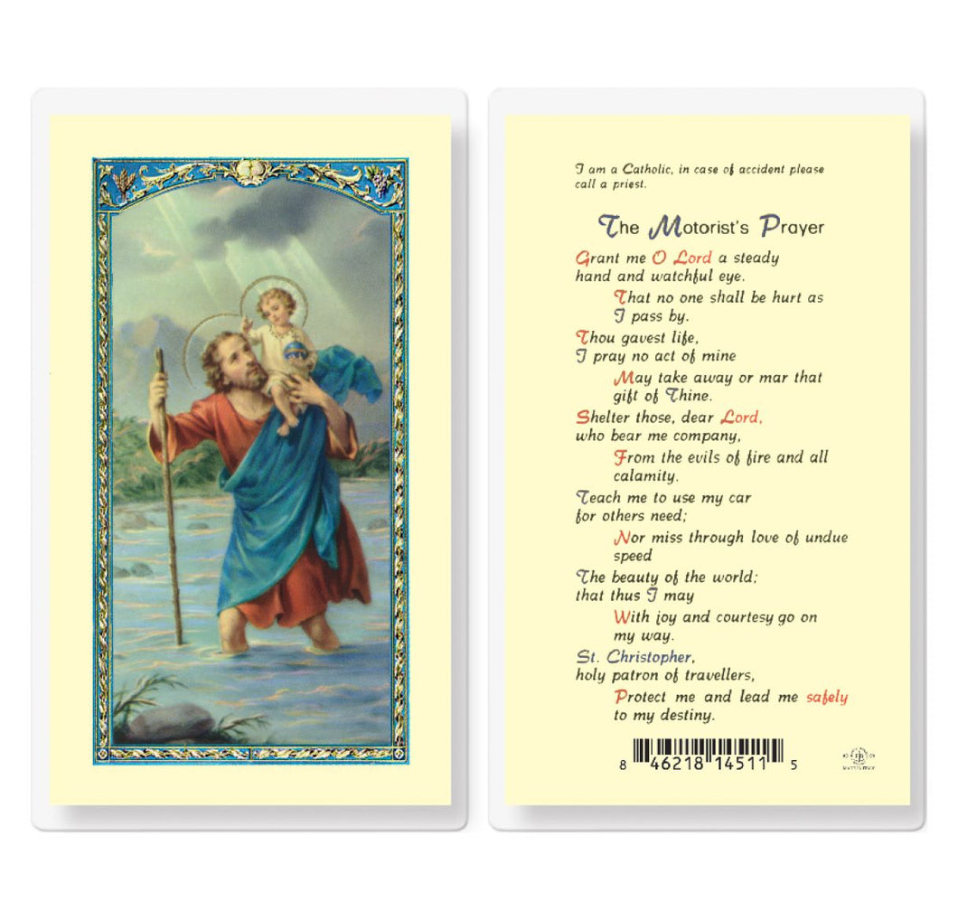 HOLY CARD MOTORIST'S PRAYER WITH ST CHRISTOPHER