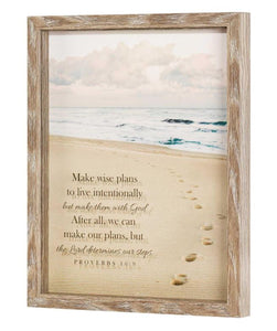Make Wise Plans Footprints in the Sand 11" x 14" Framed Art