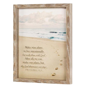 Make Wise Plans Footprints in the Sand 11" x 14" Framed Art
