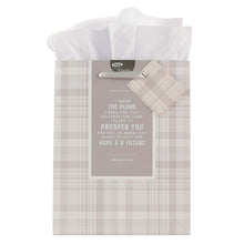 Load image into Gallery viewer, Gift Bag (M) I Know the Plans Gray Plaid - Jeremiah 29:11
