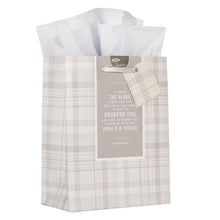 Load image into Gallery viewer, Gift Bag (M) I Know the Plans Gray Plaid - Jeremiah 29:11
