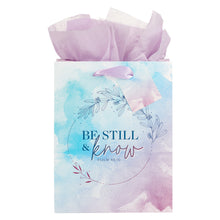 Load image into Gallery viewer, Gift Bag (M) Be Still &amp; Know Lilac and Blue Watercolor
