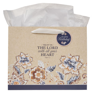 Gift Bag (L)Trust in the Lord Honey-brown and Navy Large