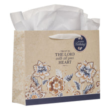 Load image into Gallery viewer, Gift Bag (L)Trust in the Lord Honey-brown and Navy Large
