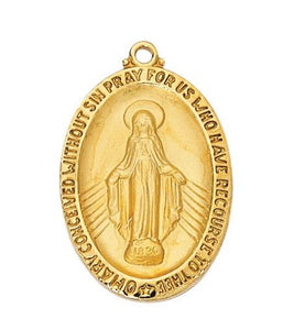 MIRACULOUS MEDAL - 1.25" GF OVAL - 24" CHAIN
