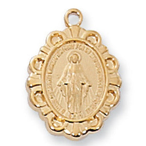 CHILD'S  MIRACULOUS MEDAL - GF LOOPED FRAME - 13" CHAIN