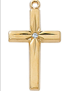 CROSS GOLD OVER STERLING SILVER WITH CZ ON 18" CHAIN