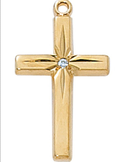 CROSS GOLD OVER STERLING SILVER WITH CZ ON 18