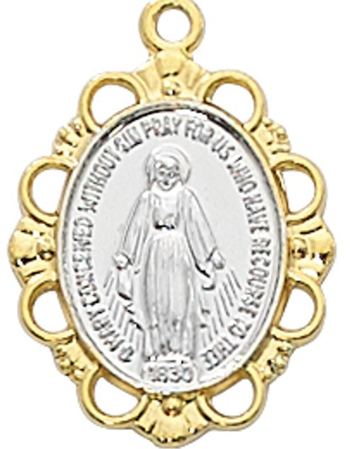 MIRACULOUS MEDAL TWO TONE GOLD OVER STERLING SILVER ON 18