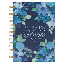 Load image into Gallery viewer, Journal Be Still &amp; Know Blue Floral Large Wirebound
