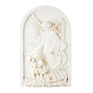 GUARDIAN ANGEL - "ANGEL OF GOD" -  WHITE WALL PLAQUE