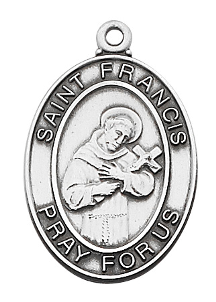 ST FRANCIS OVAL STERLING SILVER MEDAL ON 24