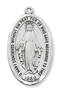 MIRACULOUS MEDAL - 1.5" SS OVAL - 24" CHAIN