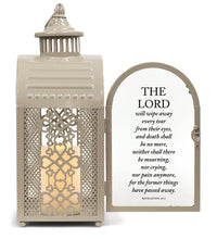 Load image into Gallery viewer, Lantern The Lord Will Wipe Away Every Tear 16.5&quot; Cream
