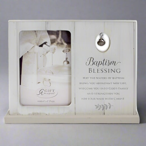 Baptism Blessing Frame with Shell Dangle Charm