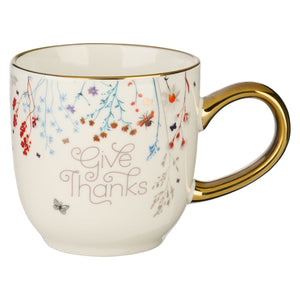 Give Thanks Mug with Wildflower Print