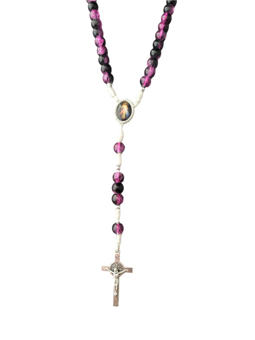 Rosary From Medjugorje Magenta and Black Glass Beads