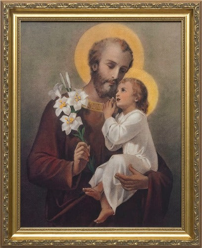 Young Saint Joseph in Gold Frame