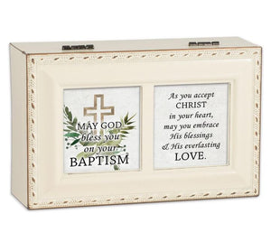 Music Box Baptism May God Bless You 6" x 4"