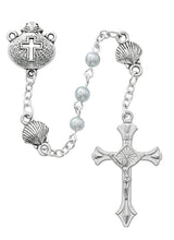 Load image into Gallery viewer, Baptism Rosary 4mm Blue Pearl Beads and Shell Our Fathers
