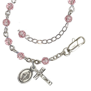 BABY ROSARY BRACELET - LIGHT ROSE - SWAROVSKI CRYSTAL BEADS